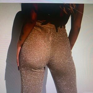 Tan sparkle flare pants brand new!!